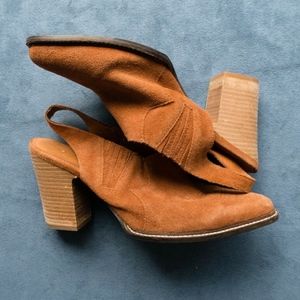 Schuler & Sons Anthropologie Camel Suede  Booties